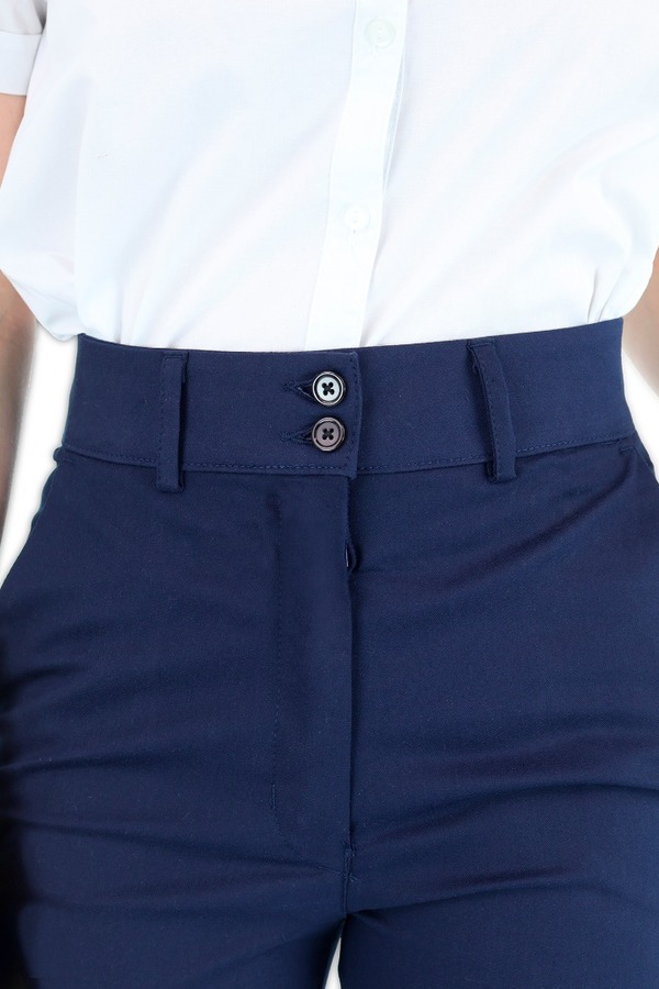 Pantalon De Vestir Color Azul Marino Con Bolsas Para Mujer